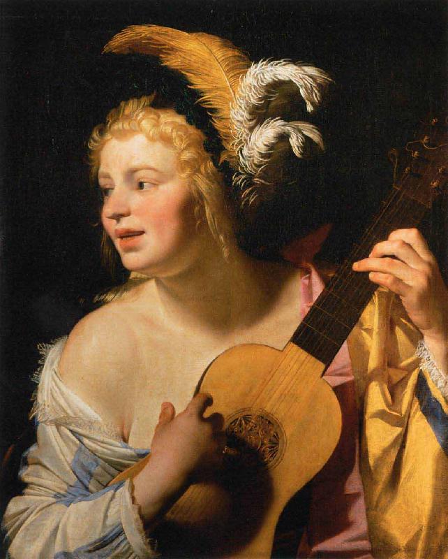 Gerard van Honthorst Woman Playing the Guitar oil painting image